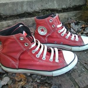Red Hightop Velcro All Star Converse